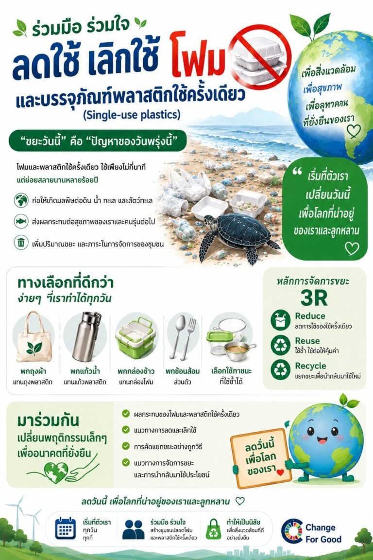 ประชาสัมพันธ์ รณรงค์การลดหรือเลิกใช้โฟมและบรรจุภัณฑ์พลาสติก ชนิดใช้ครั้งเดียวทิ้ง (Single-use plastics)  องค์การบริหารส่วนตำบลรามราช ขอประชาสัมพันธ์เชิญชวนให้ประชาชนลดการใช้ถุงพลาสติก ลดการใช้โฟม...